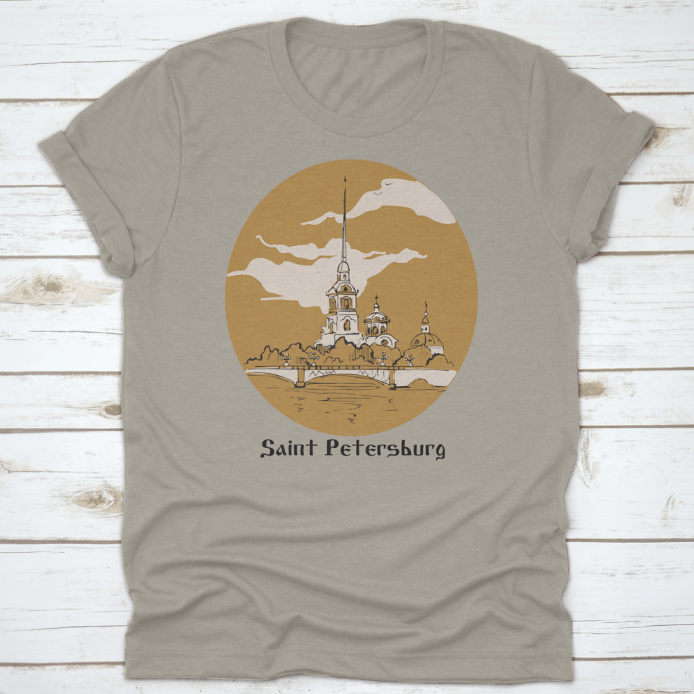 A stylish cotton t-shirt featuring the iconic Peter and Paul Cathedral design, showcasing its architectural beauty.