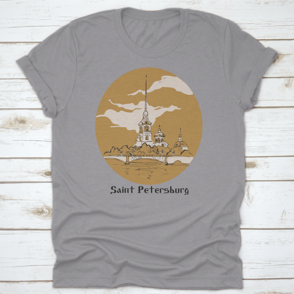 A stylish cotton t-shirt featuring the iconic Peter and Paul Cathedral design, showcasing its architectural beauty.