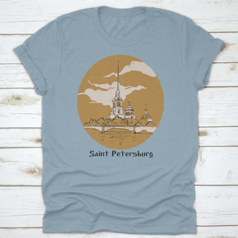 A stylish cotton t-shirt featuring the iconic Peter and Paul Cathedral design, showcasing its architectural beauty.