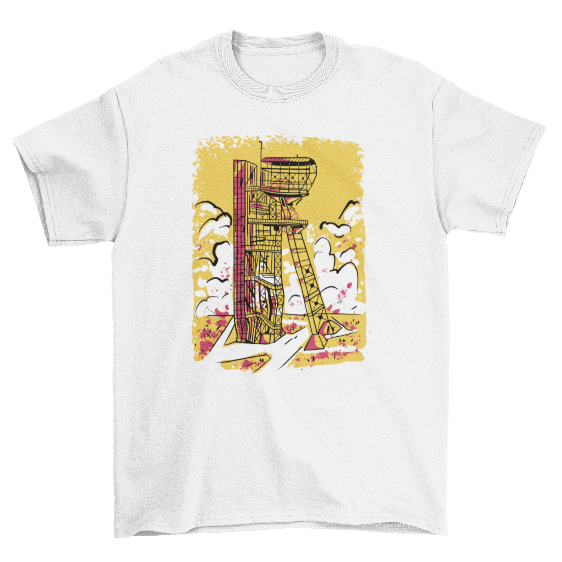 A stylish t-shirt featuring the Silesian Museum building in a modern duotone design, perfect for art enthusiasts.