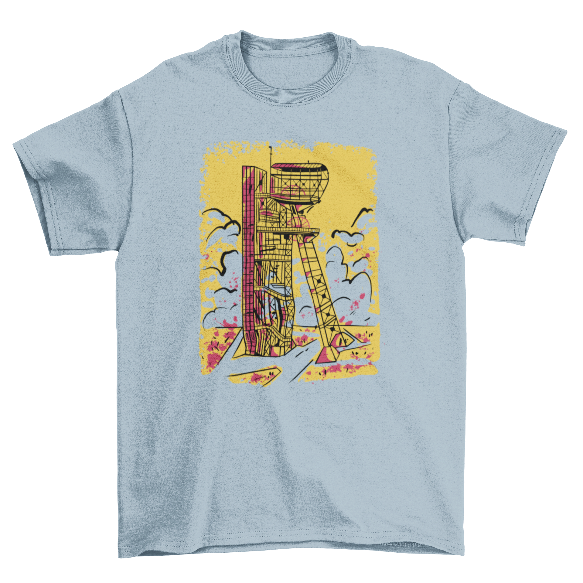 A stylish t-shirt featuring the Silesian Museum building in a modern duotone design, perfect for art enthusiasts.