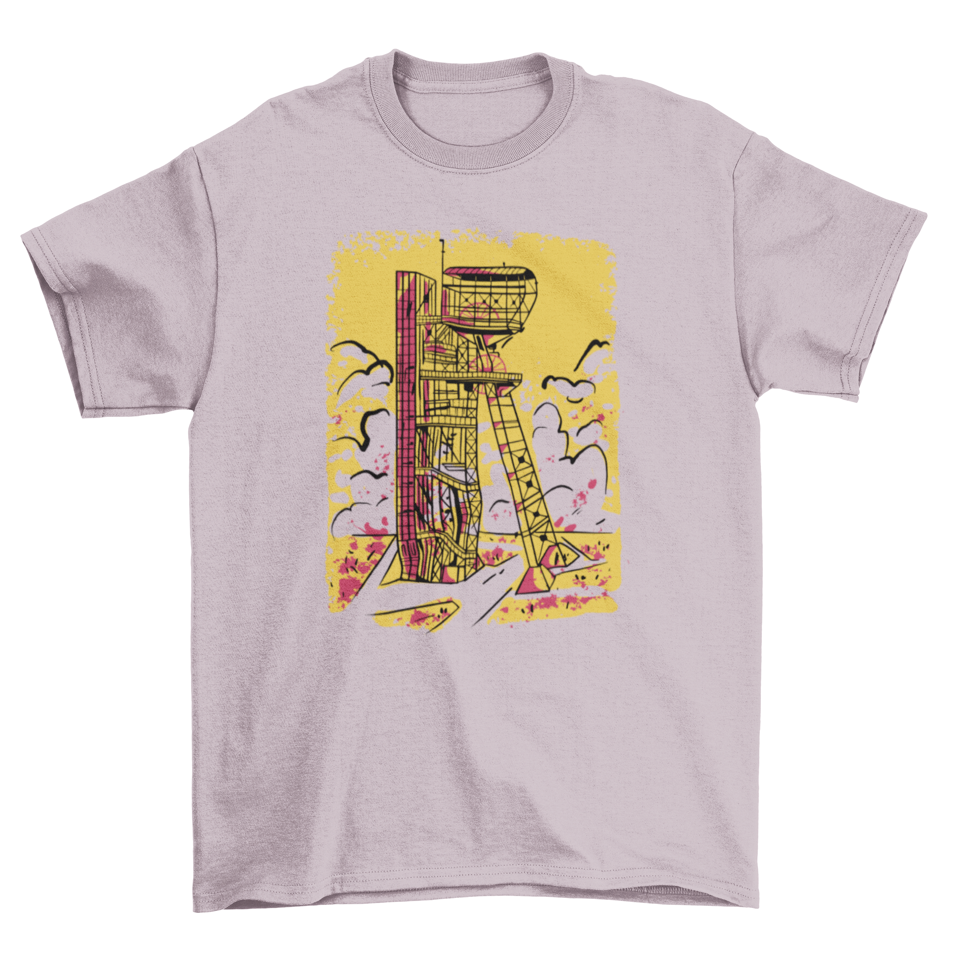 A stylish t-shirt featuring the Silesian Museum building in a modern duotone design, perfect for art enthusiasts.