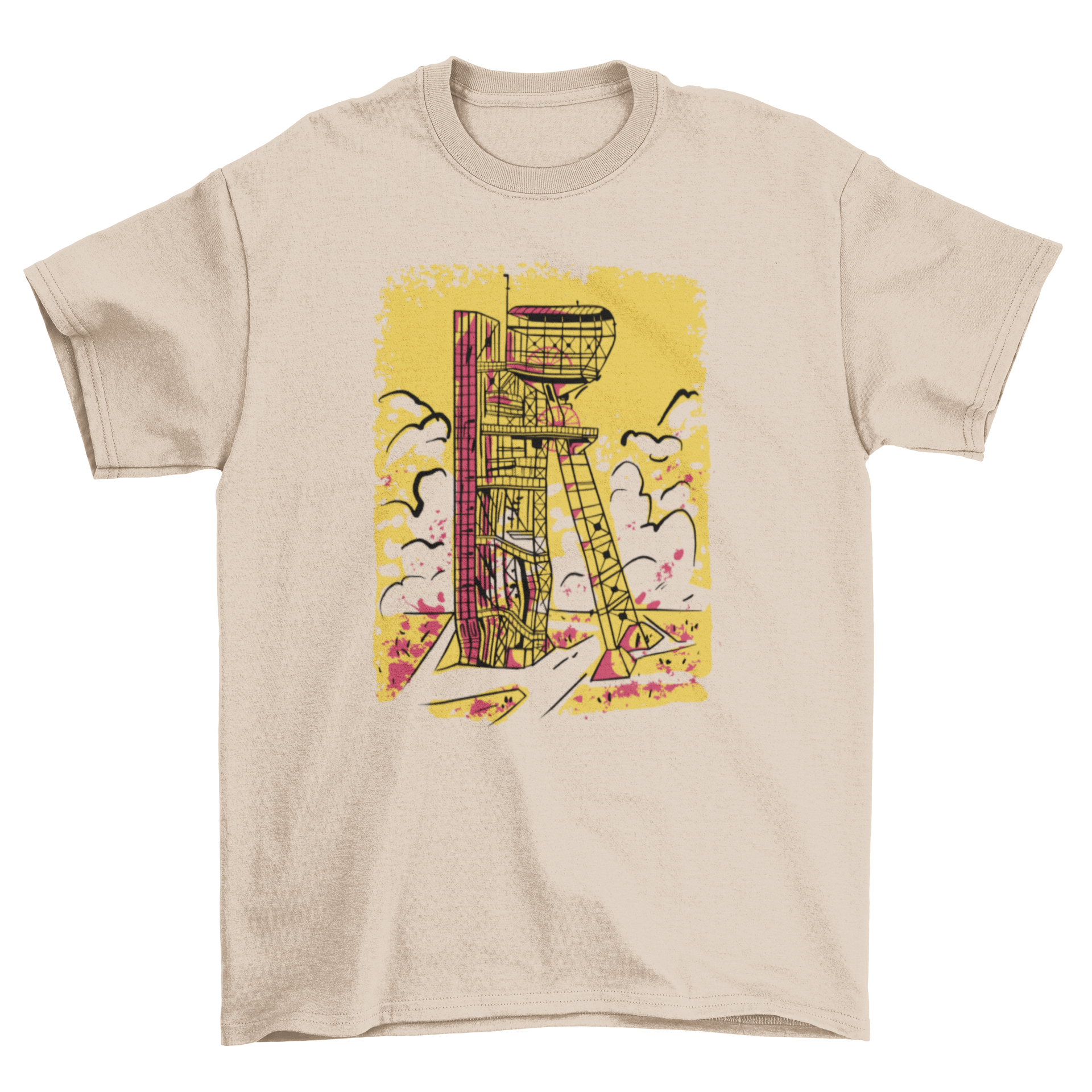 A stylish t-shirt featuring the Silesian Museum building in a modern duotone design, perfect for art enthusiasts.