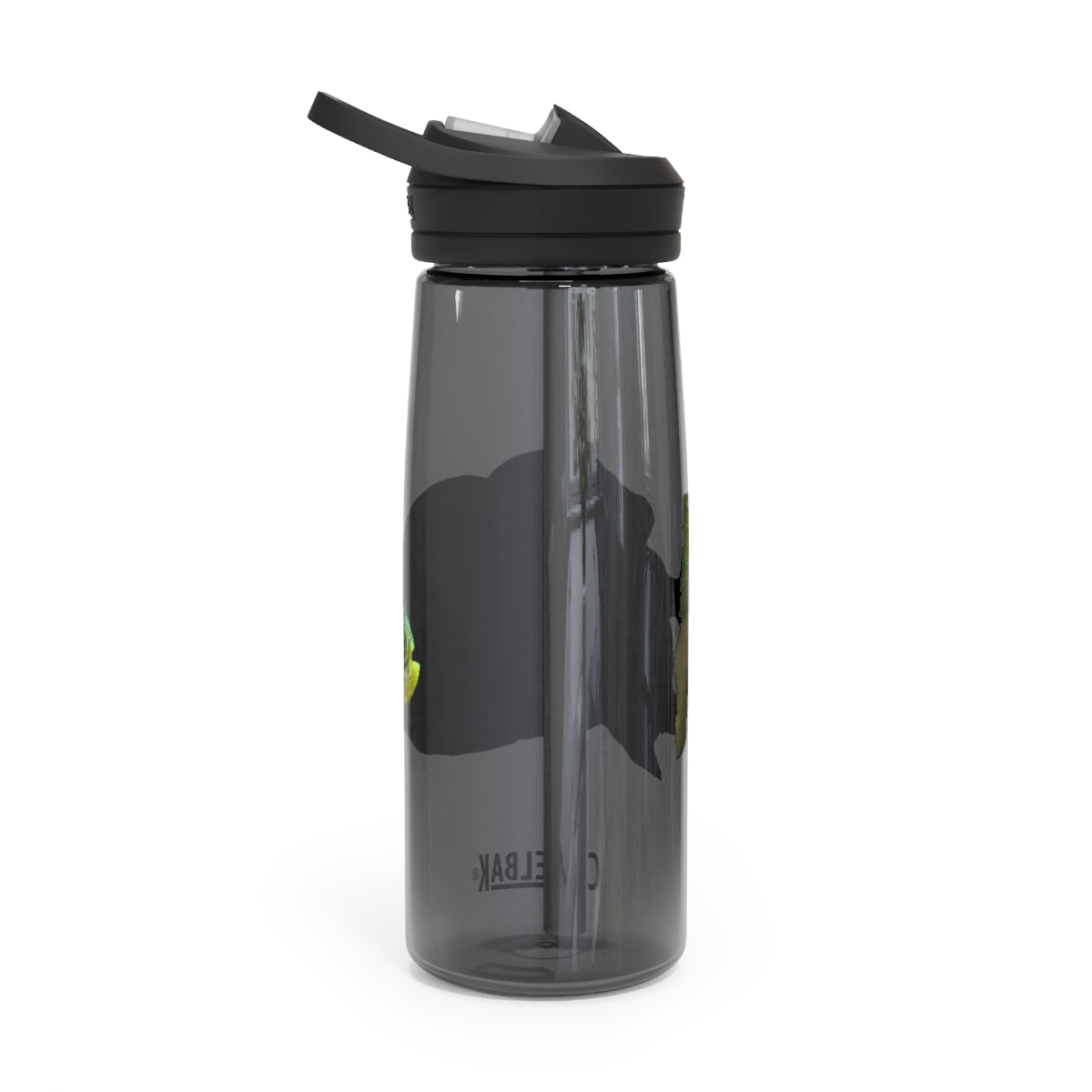 Silver and Spec Fish CamelBak Eddy® Water Bottle in 20oz and 25oz sizes, showcasing its durable Tritan™ material and spill-proof design.