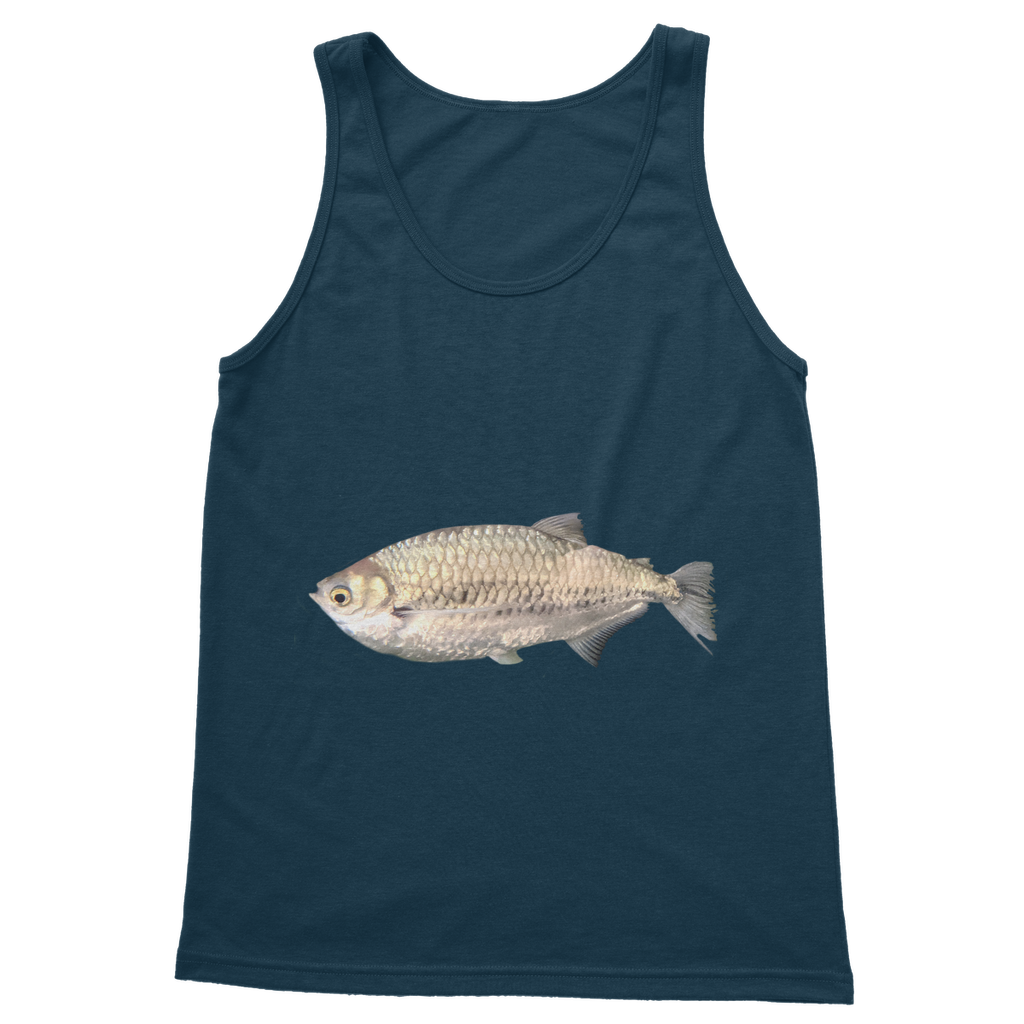 Silver Fish Classic Adult Vest Top in various colors, showcasing its unisex design and high-quality fabric.