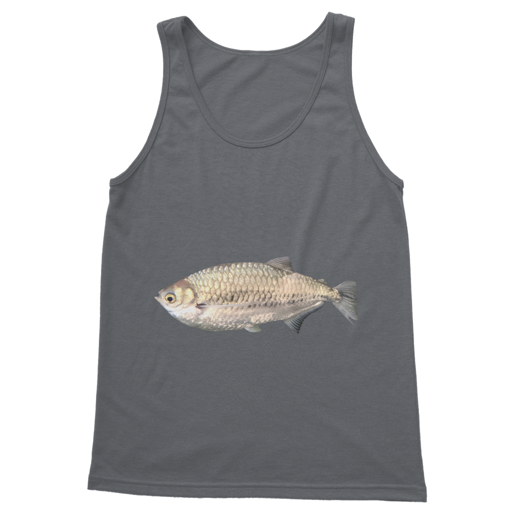 Silver Fish Classic Adult Vest Top in various colors, showcasing its unisex design and high-quality fabric.