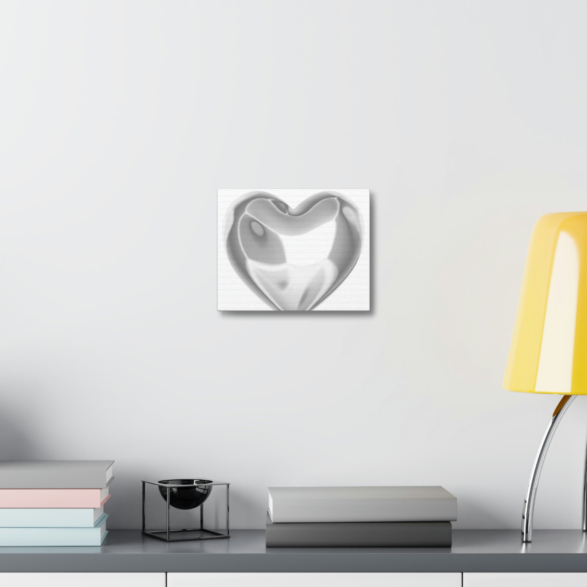 A beautifully designed Silver Heart Stretched Canvas artwork, showcasing vibrant colors and intricate details on a wooden frame.