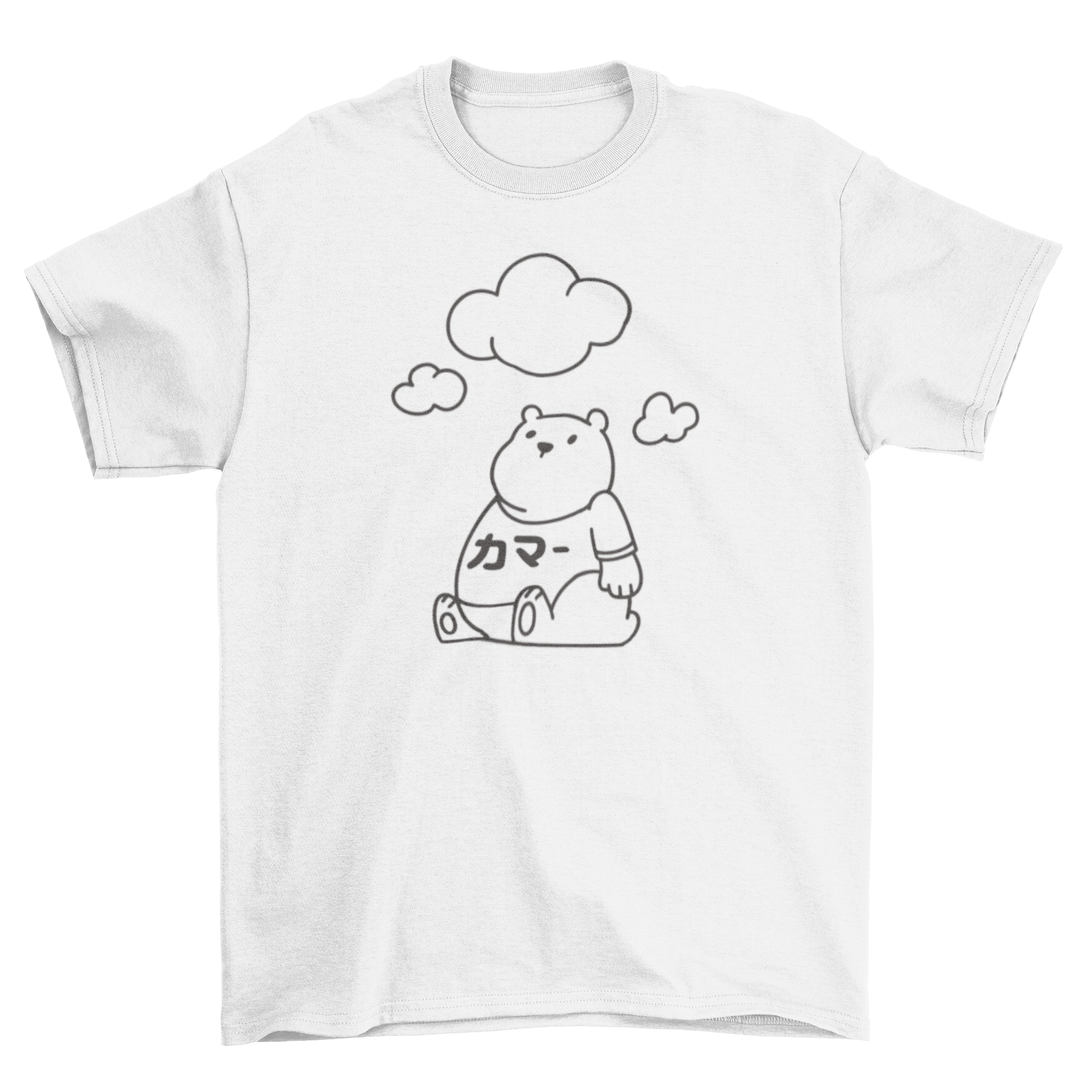 A stylish Simple Bear T-Shirt featuring a bear and clouds in artistic stroke style, perfect for casual wear.