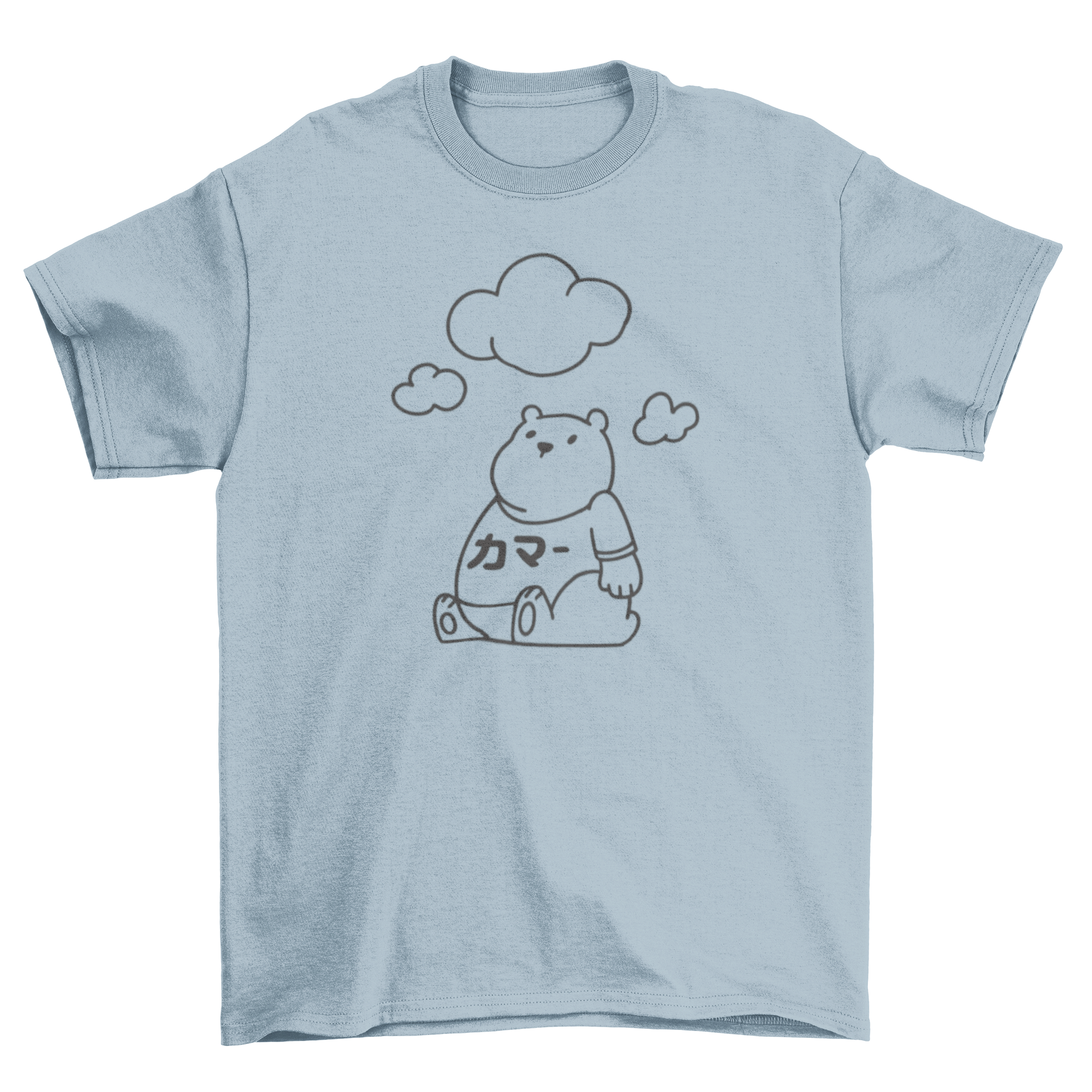 A stylish Simple Bear T-Shirt featuring a bear and clouds in artistic stroke style, perfect for casual wear.