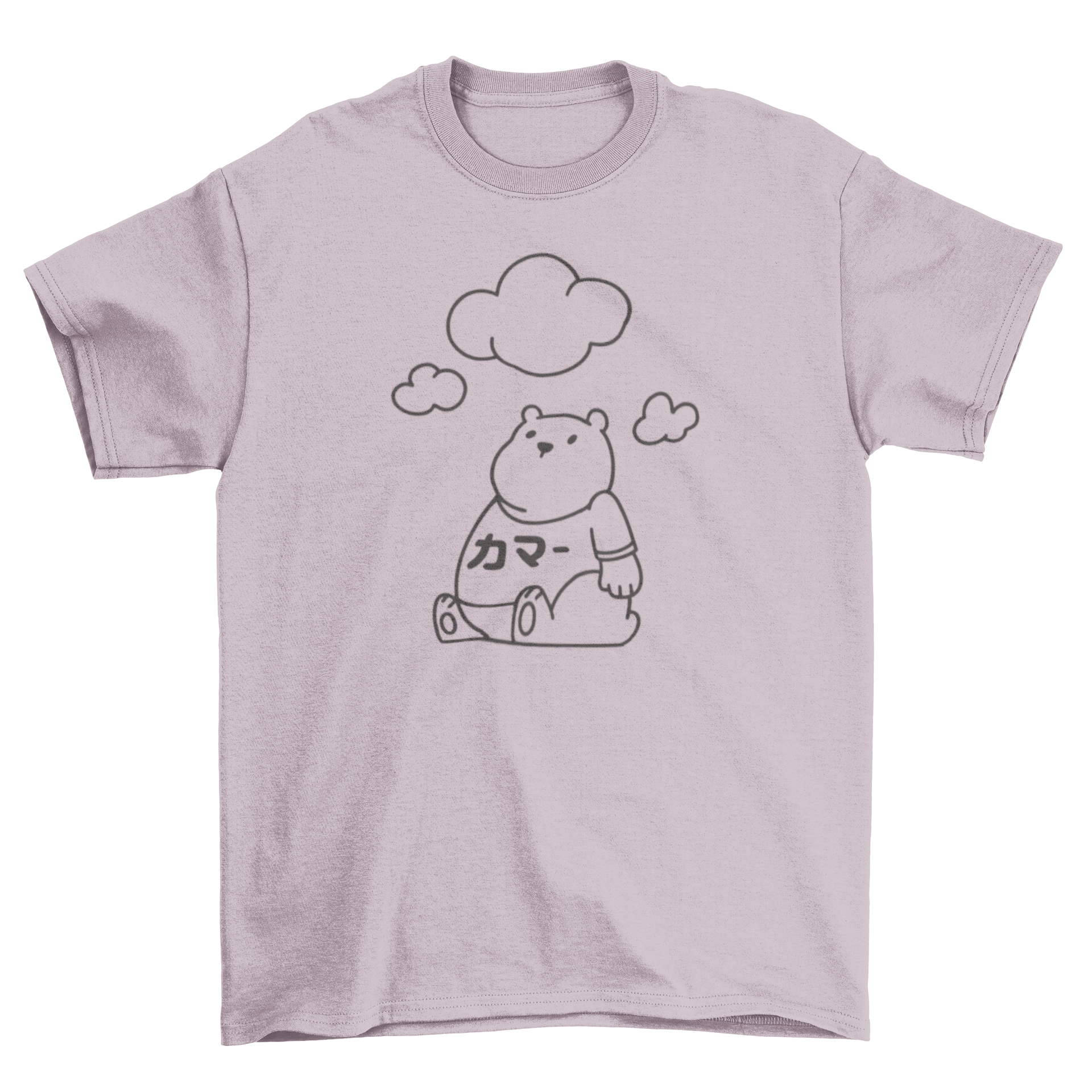 A stylish Simple Bear T-Shirt featuring a bear and clouds in artistic stroke style, perfect for casual wear.