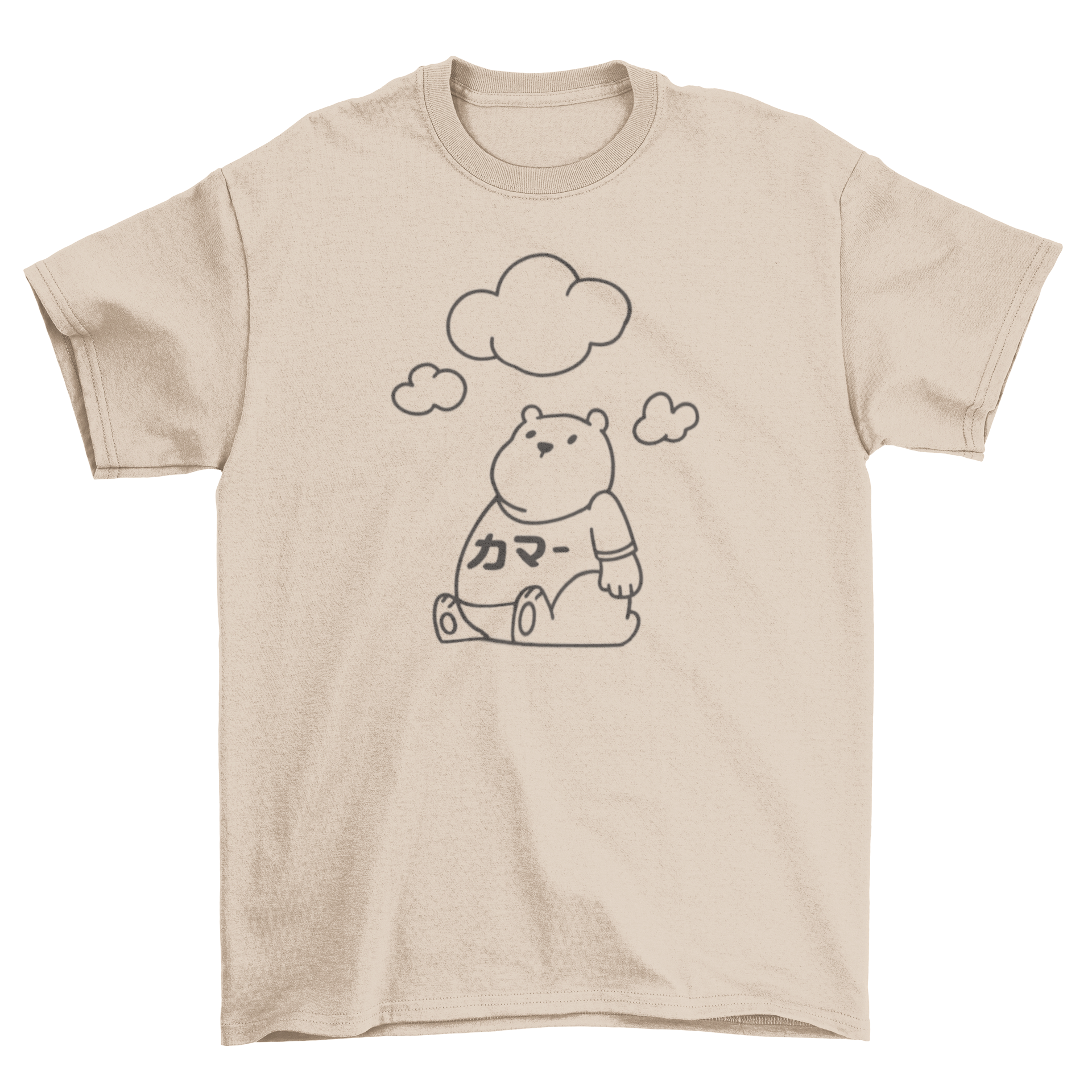 A stylish Simple Bear T-Shirt featuring a bear and clouds in artistic stroke style, perfect for casual wear.