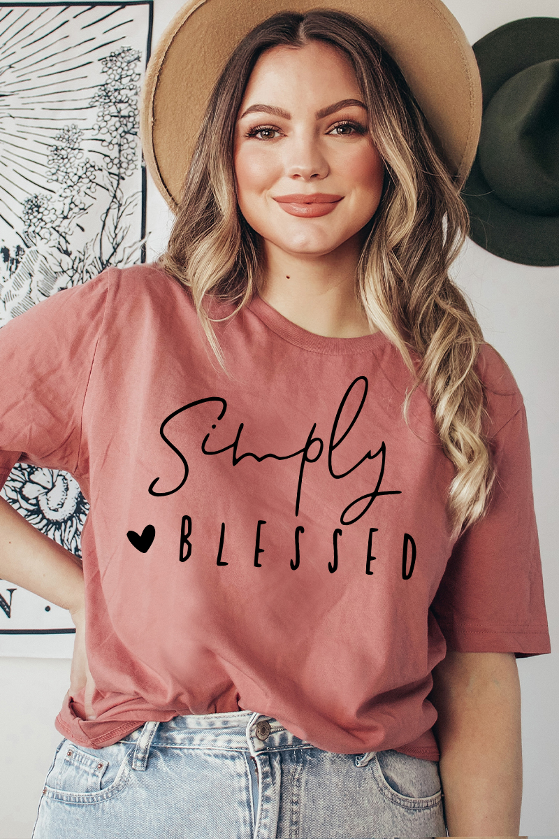 Simply Blessed T-shirt made from premium ring spun cotton with a vibrant flex print design.