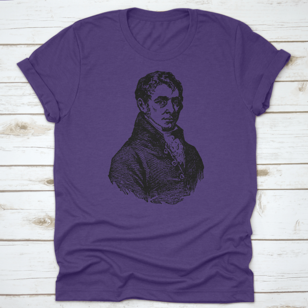 A comfortable cotton t-shirt featuring a tribute to Sir Humphrey Davy, showcasing its classic fit and quality fabric.