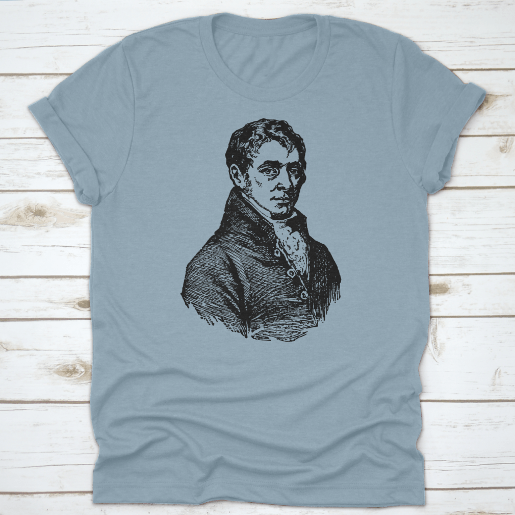 A comfortable cotton t-shirt featuring a tribute to Sir Humphrey Davy, showcasing its classic fit and quality fabric.