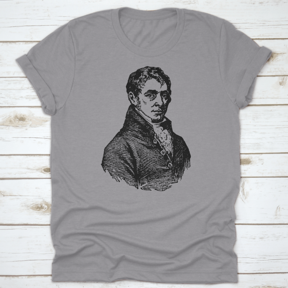 A comfortable cotton t-shirt featuring a tribute to Sir Humphrey Davy, showcasing its classic fit and quality fabric.