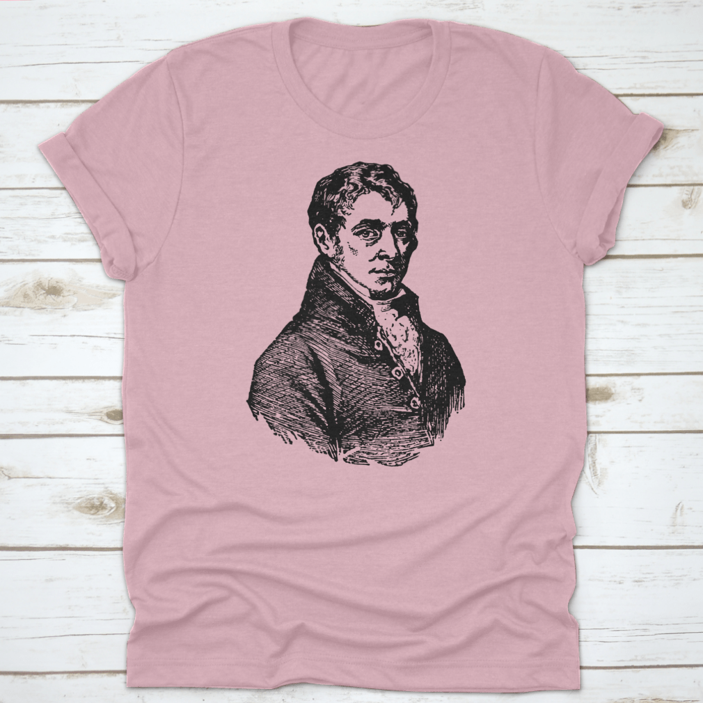 A comfortable cotton t-shirt featuring a tribute to Sir Humphrey Davy, showcasing its classic fit and quality fabric.