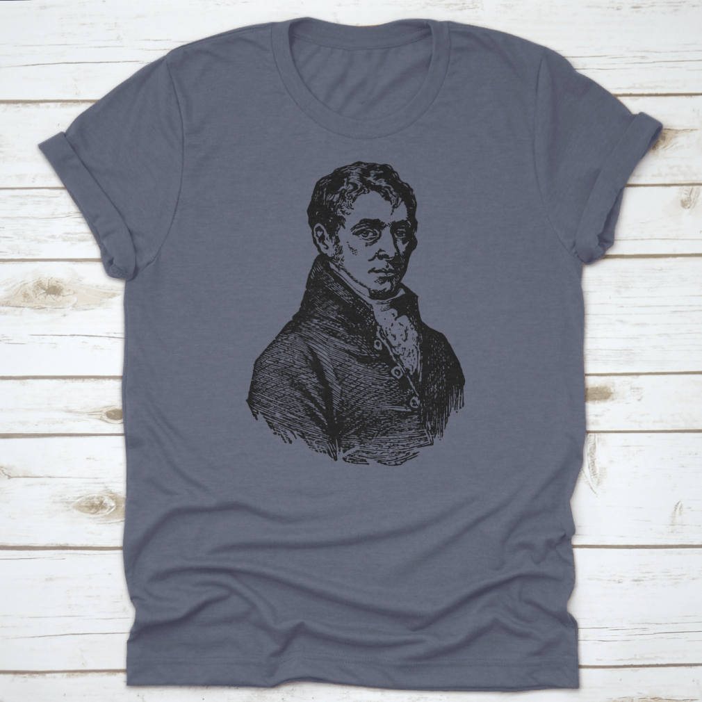 A comfortable cotton t-shirt featuring a tribute to Sir Humphrey Davy, showcasing its classic fit and quality fabric.