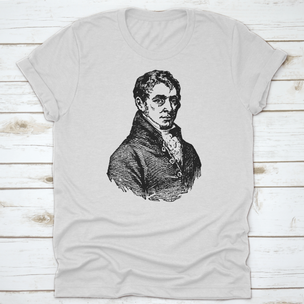 A comfortable cotton t-shirt featuring a tribute to Sir Humphrey Davy, showcasing its classic fit and quality fabric.