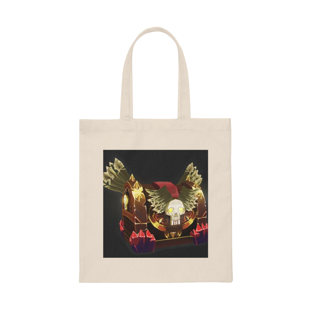 Skeleton Chest Canvas Tote Bag made of 100% cotton sheeting, featuring reinforced handles and a stylish design for personalized use.