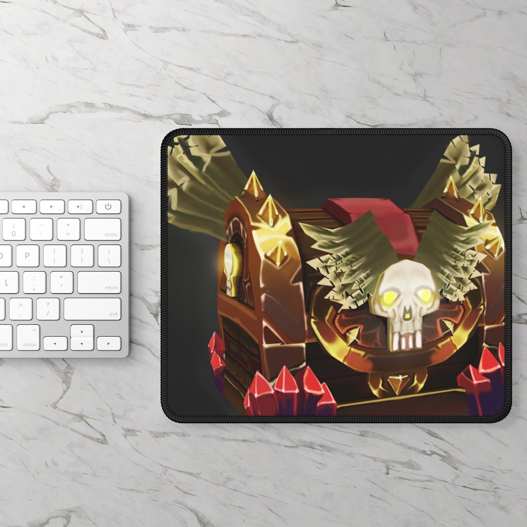 Skeleton Chest Gaming Mouse Pad featuring vibrant designs and stitched edges, ideal for gaming and office use.