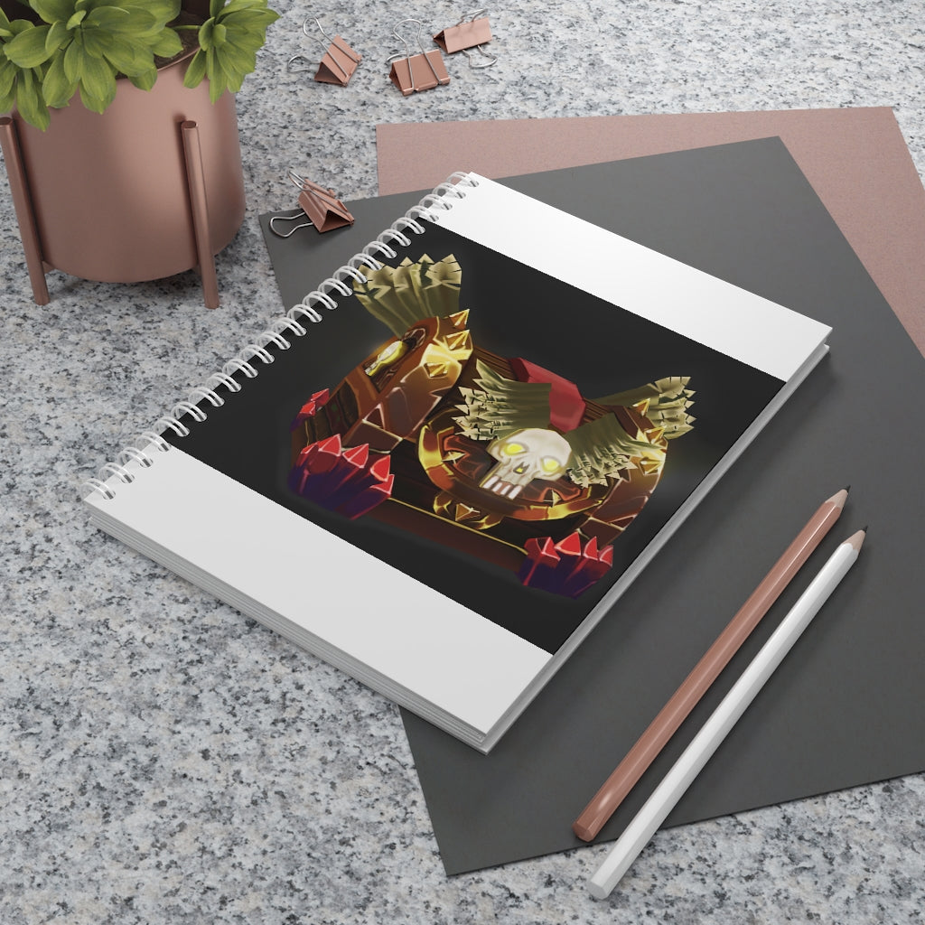 Skeleton Chest Spiral Notebook with customizable covers and wide-ruled pages, featuring a semi-gloss laminated finish.