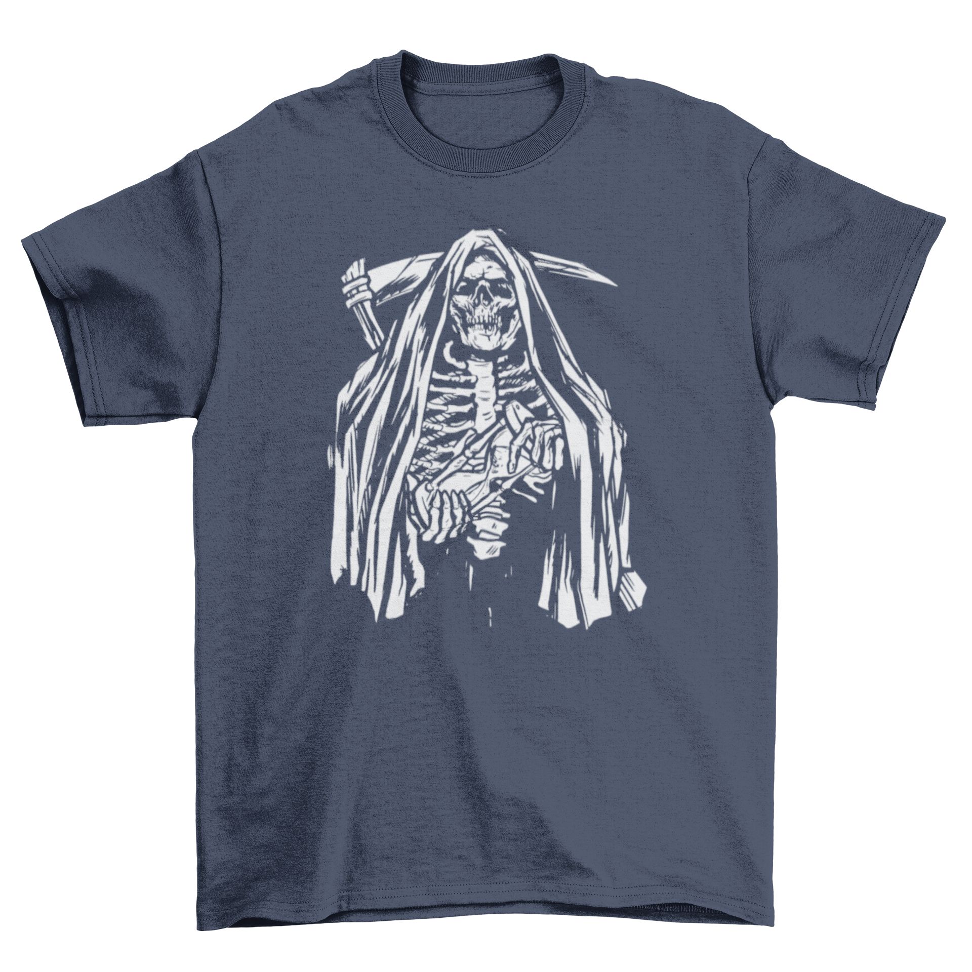 Skeleton grim reaper t-shirt featuring a detailed skeleton design, perfect for Halloween or casual wear.