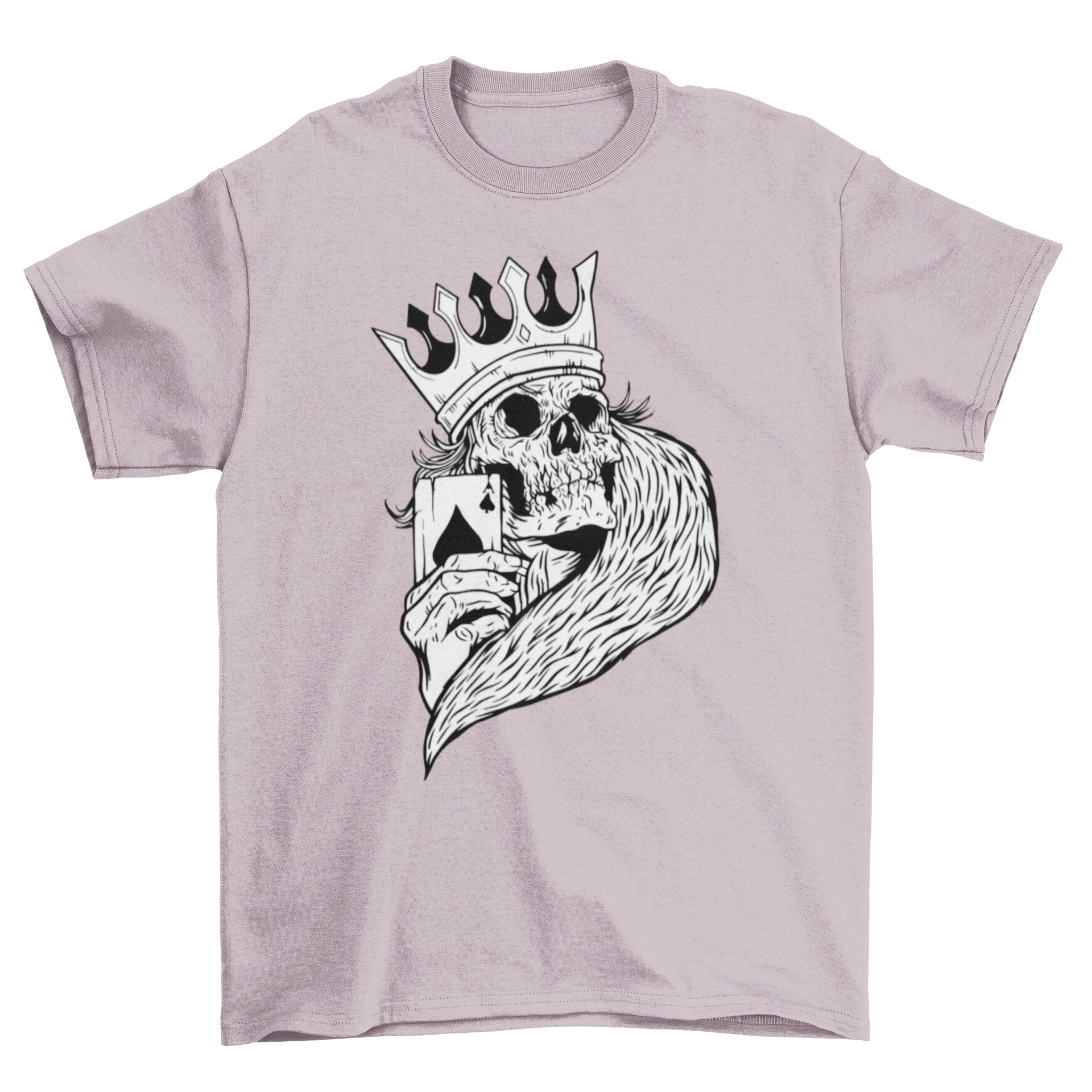 Skeleton King Poker T-shirt featuring a skeleton king holding an ace of spades in a bold design.