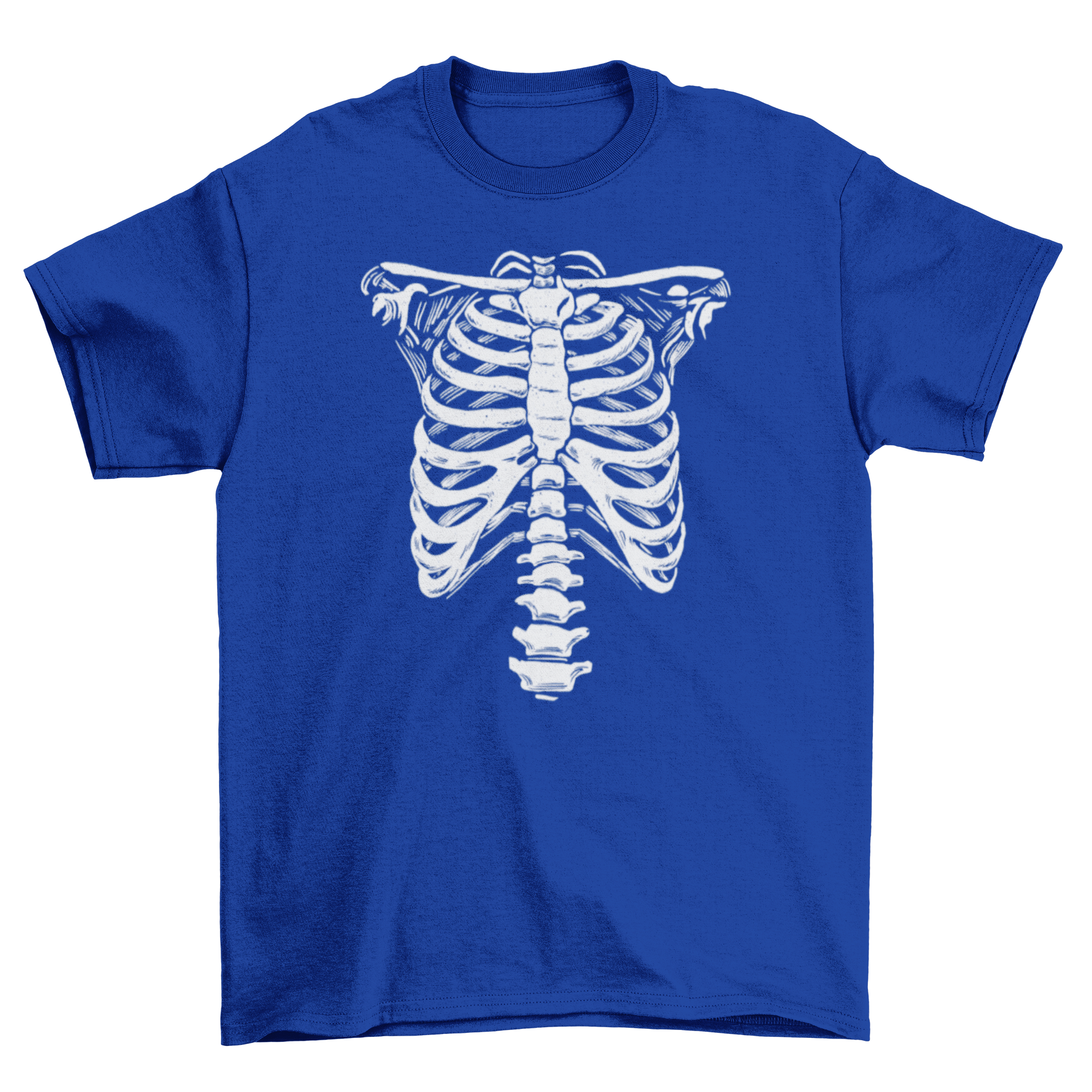 A stylish Skeleton ribcage costume t-shirt featuring a hand-drawn skeleton design, perfect for Halloween and costume parties.