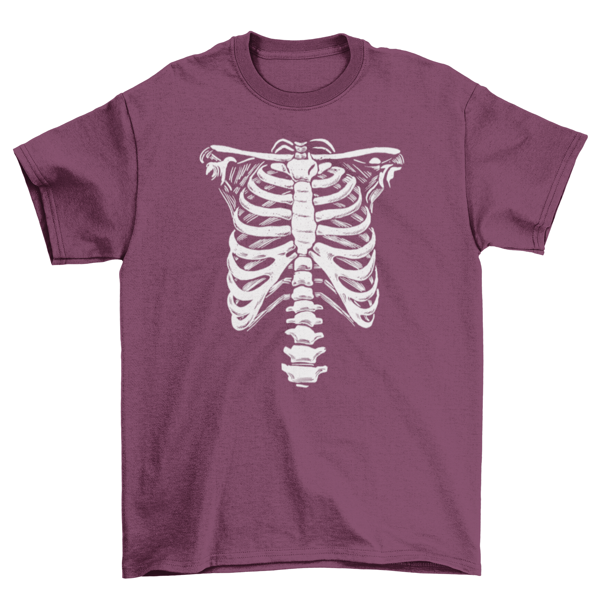 A stylish Skeleton ribcage costume t-shirt featuring a hand-drawn skeleton design, perfect for Halloween and costume parties.