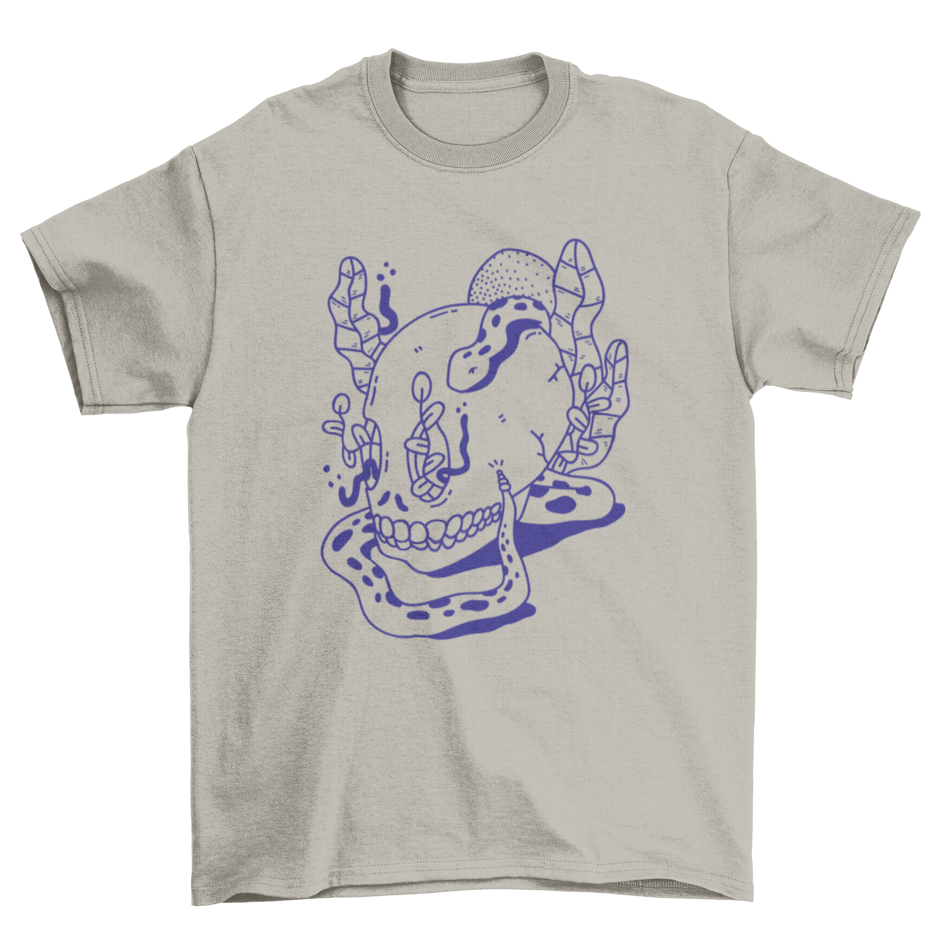 A creepy Skull Snake T-Shirt featuring a detailed skull entwined with a snake design.