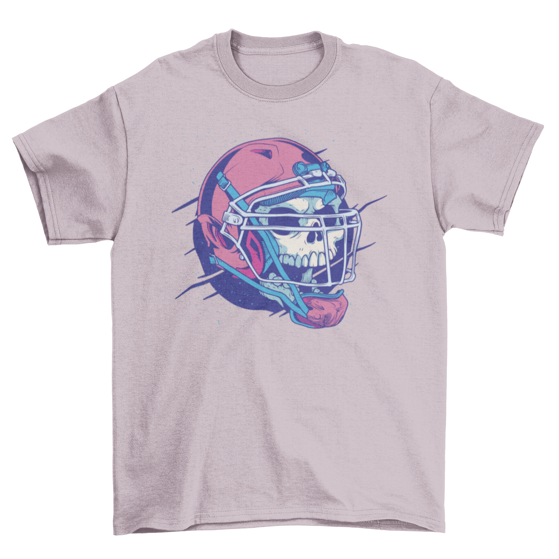 A stylish t-shirt featuring a skull wearing an American football helmet, perfect for football fans.