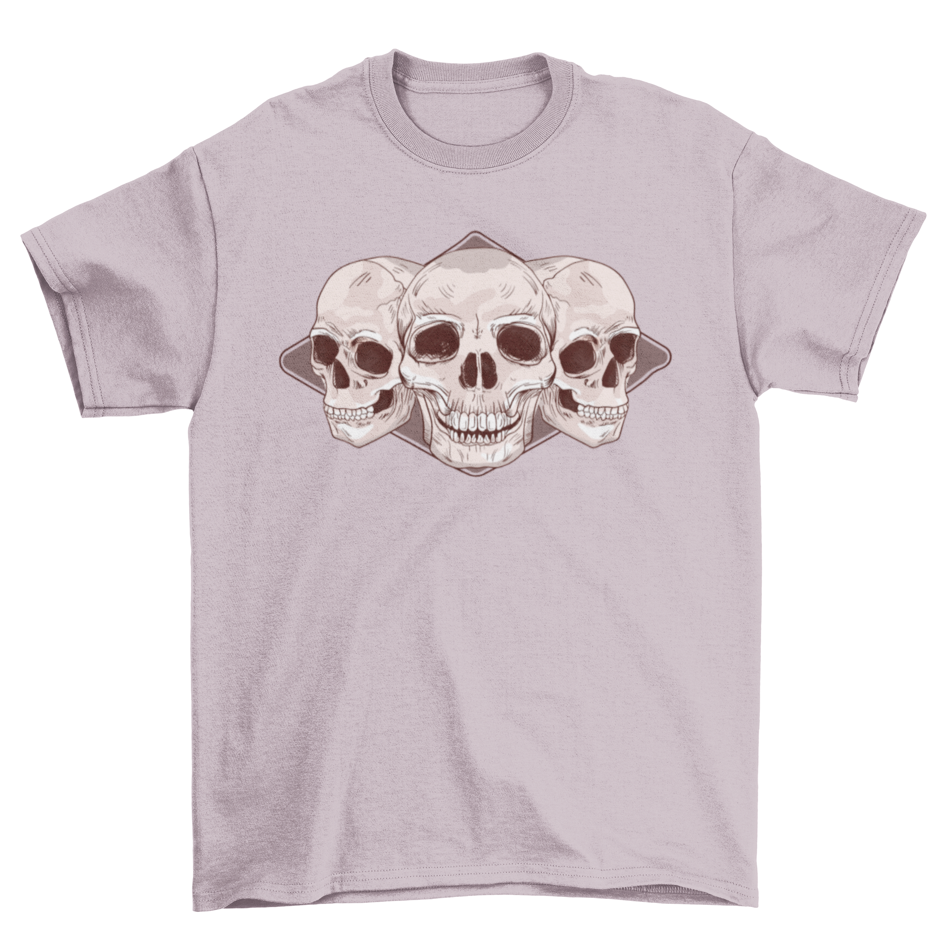 A stylish Skulls Human T-Shirt featuring three hand-drawn skull illustrations in a cool design.