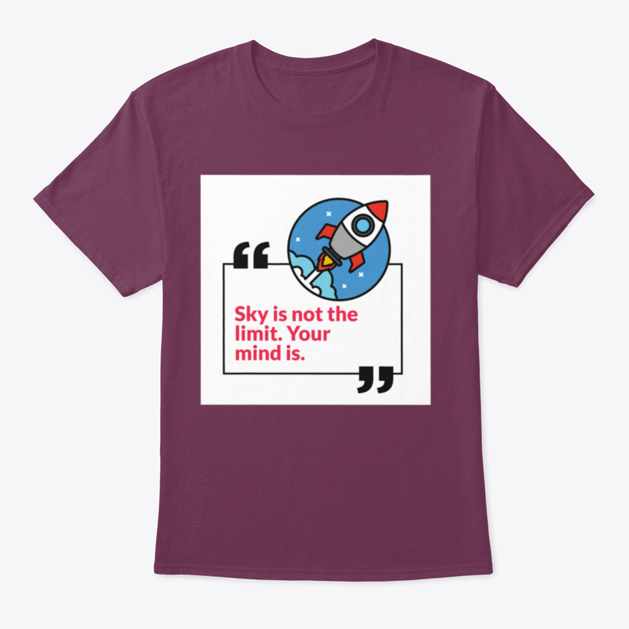 A stylish 'Sky Is Not The Limit Your Mind' T-Shirt made from 100% cotton, featuring a motivational design perfect for casual wear.