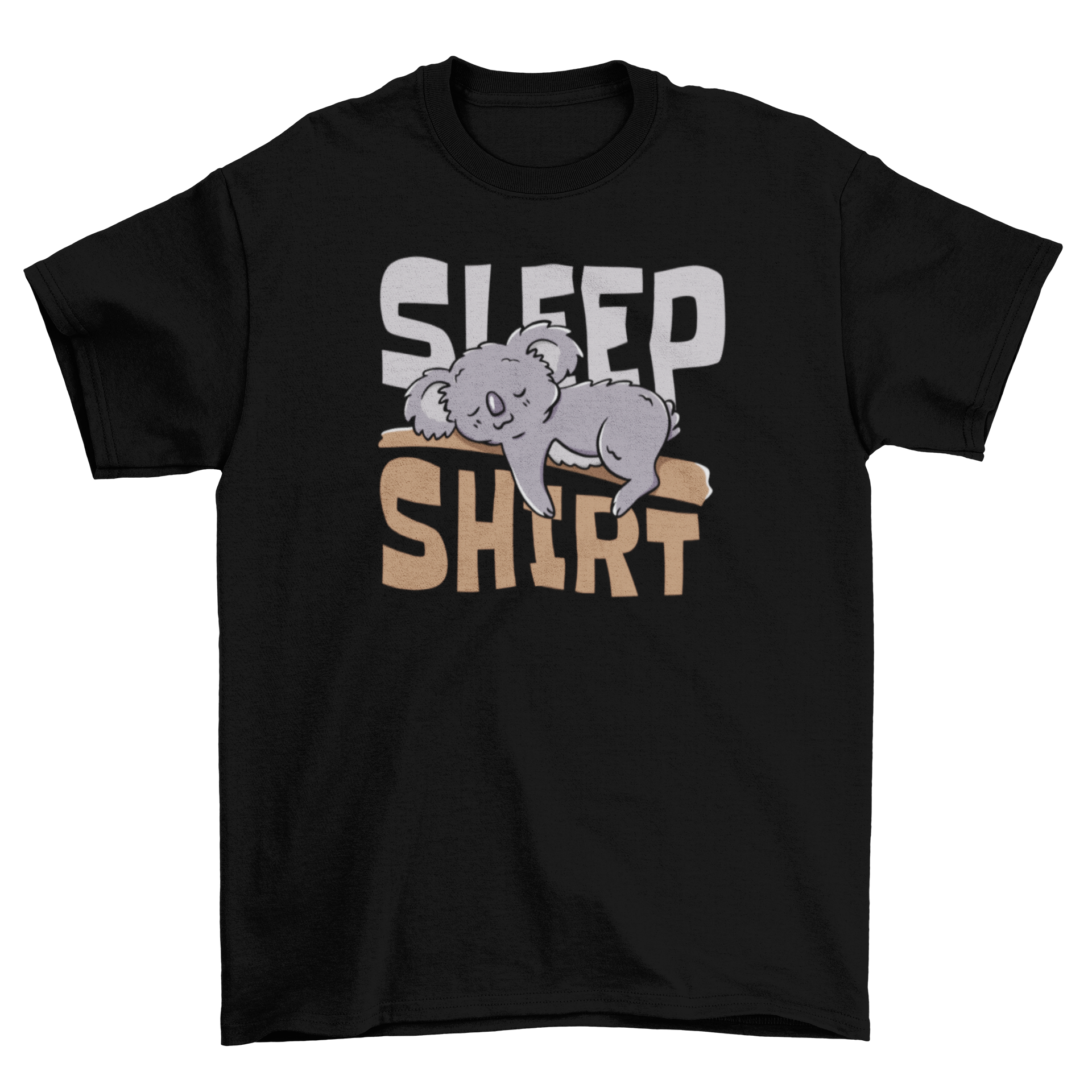 A cozy sleep shirt t-shirt featuring a cute koala design with the caption 'Sleep Shirt'.