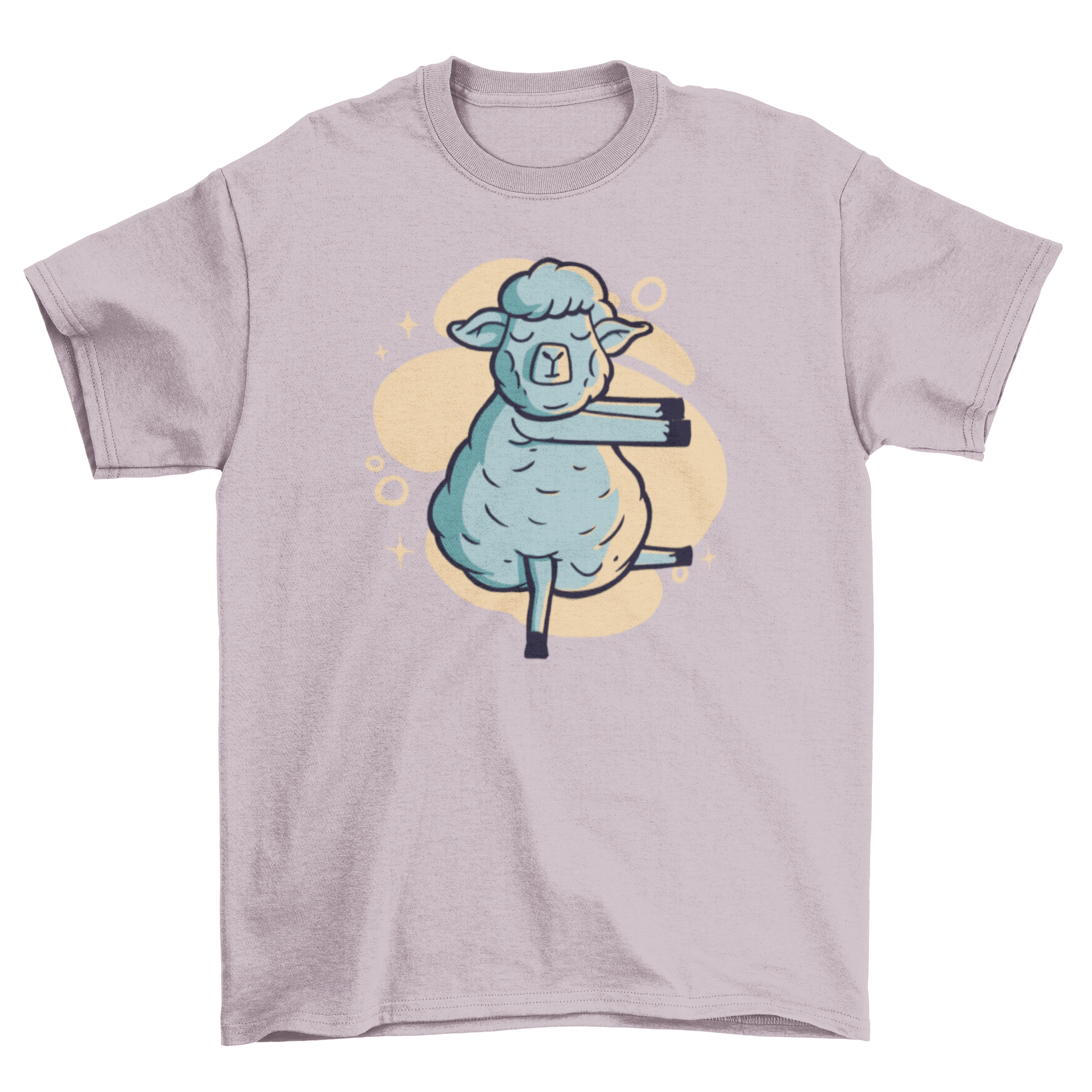 A playful t-shirt featuring a whimsical design of a sleepwalking sheep, perfect for casual wear.