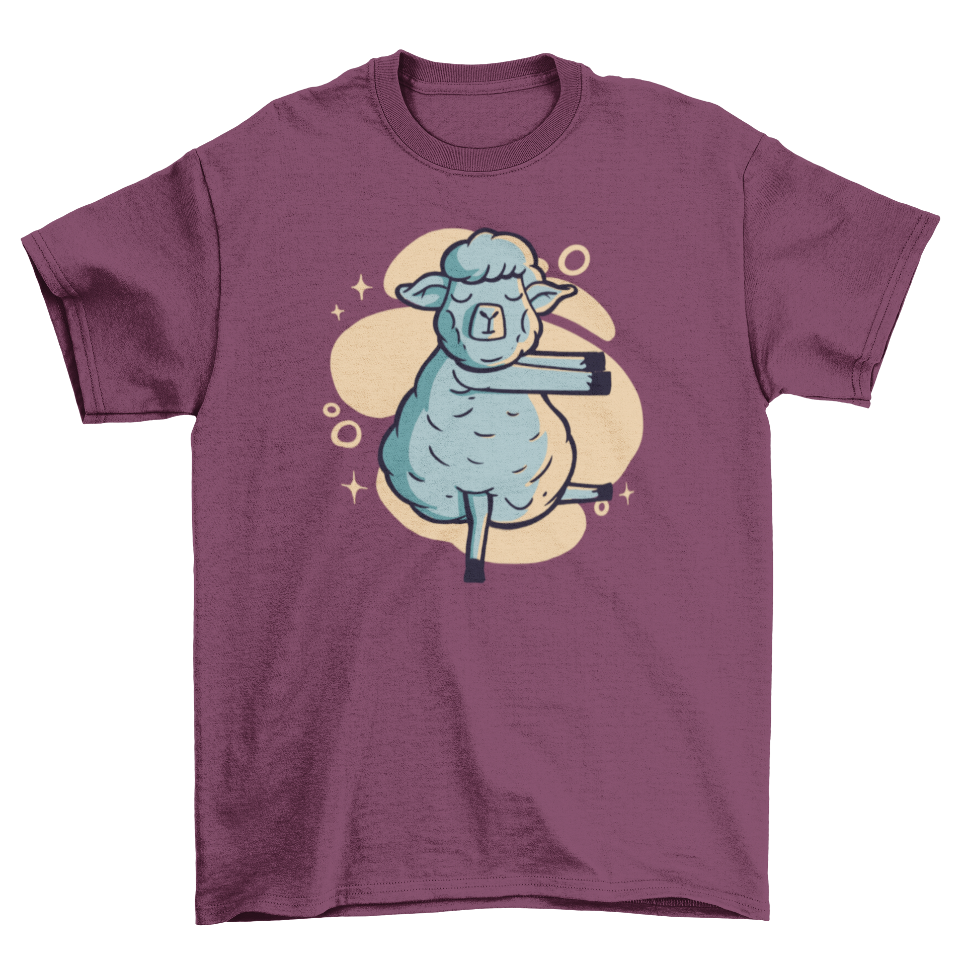 A playful t-shirt featuring a whimsical design of a sleepwalking sheep, perfect for casual wear.