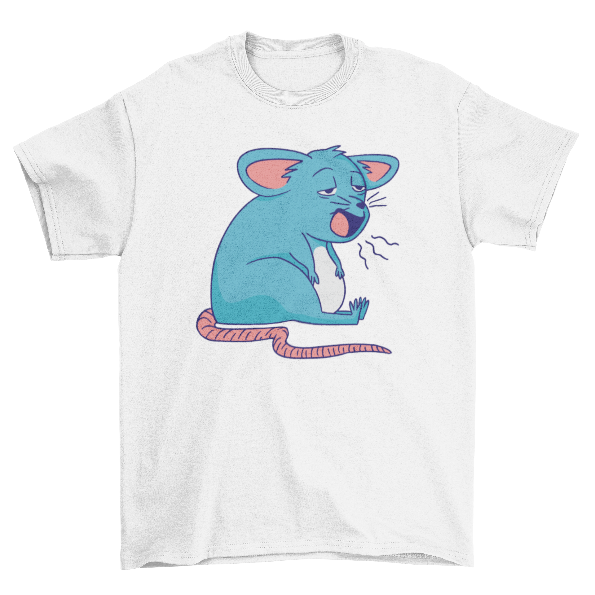 A cozy t-shirt featuring a cute sleepy mouse design, perfect for casual wear.