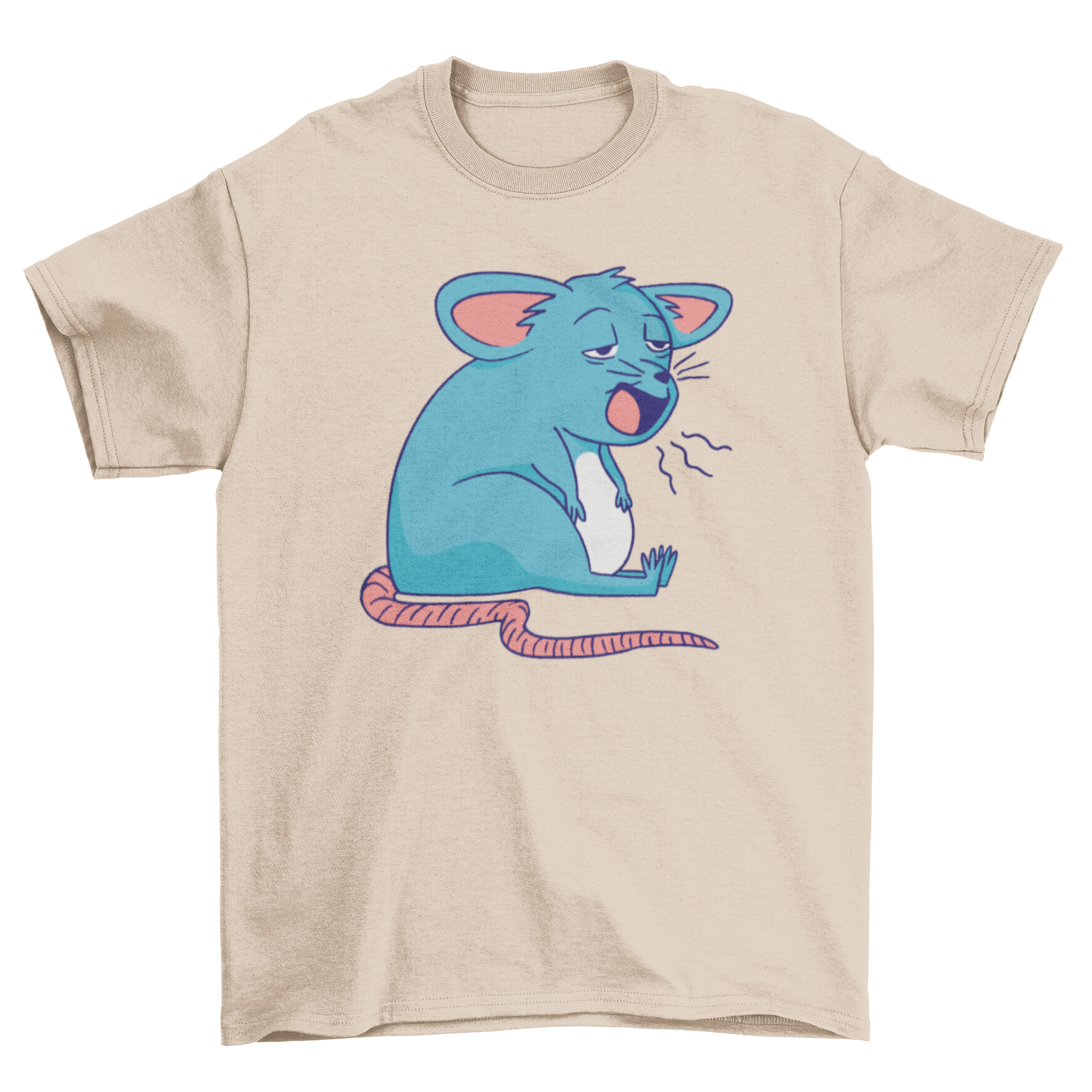 A cozy t-shirt featuring a cute sleepy mouse design, perfect for casual wear.