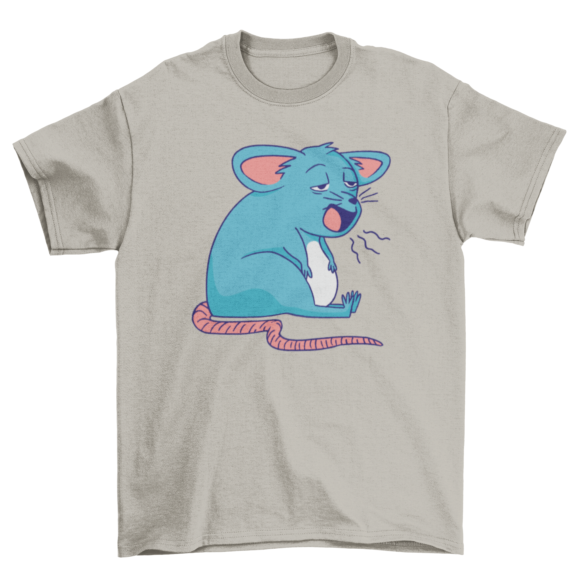 A cozy t-shirt featuring a cute sleepy mouse design, perfect for casual wear.