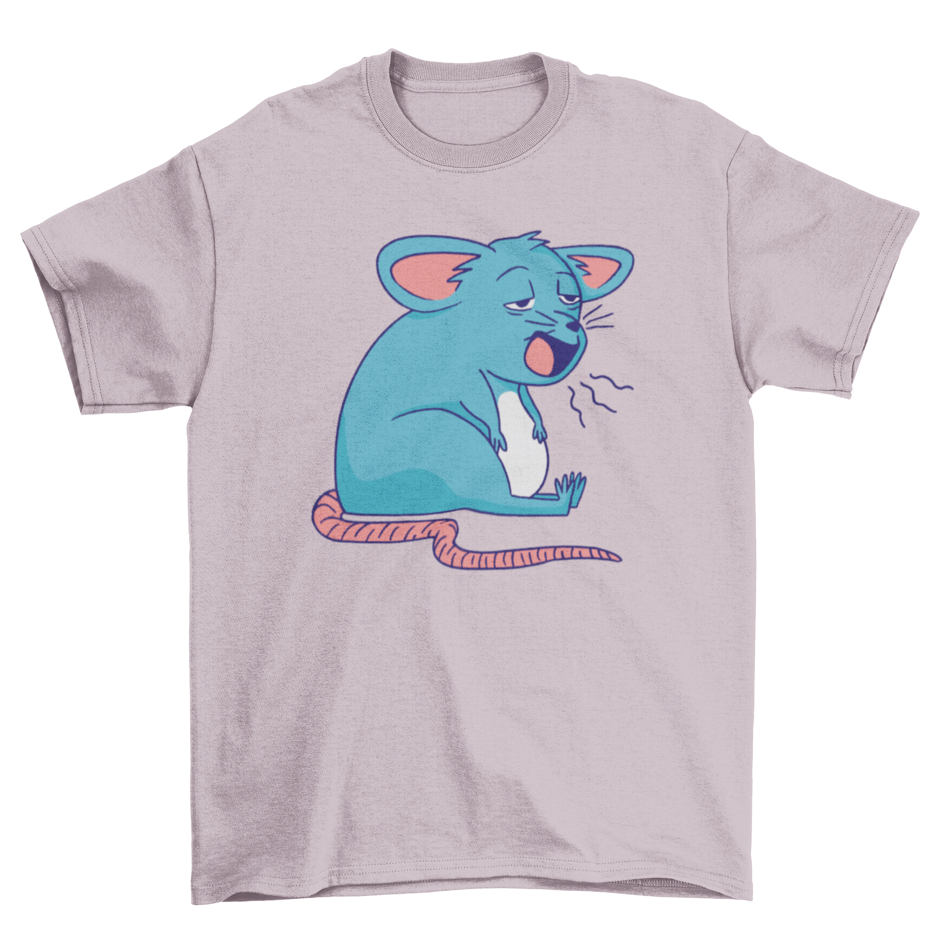 A cozy t-shirt featuring a cute sleepy mouse design, perfect for casual wear.