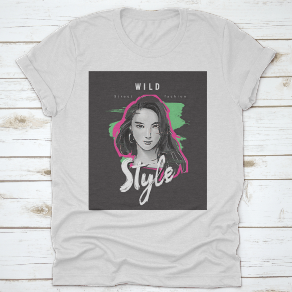 A stylish t-shirt featuring a woman's face design with a catchy slogan, made from 100% cotton for comfort.