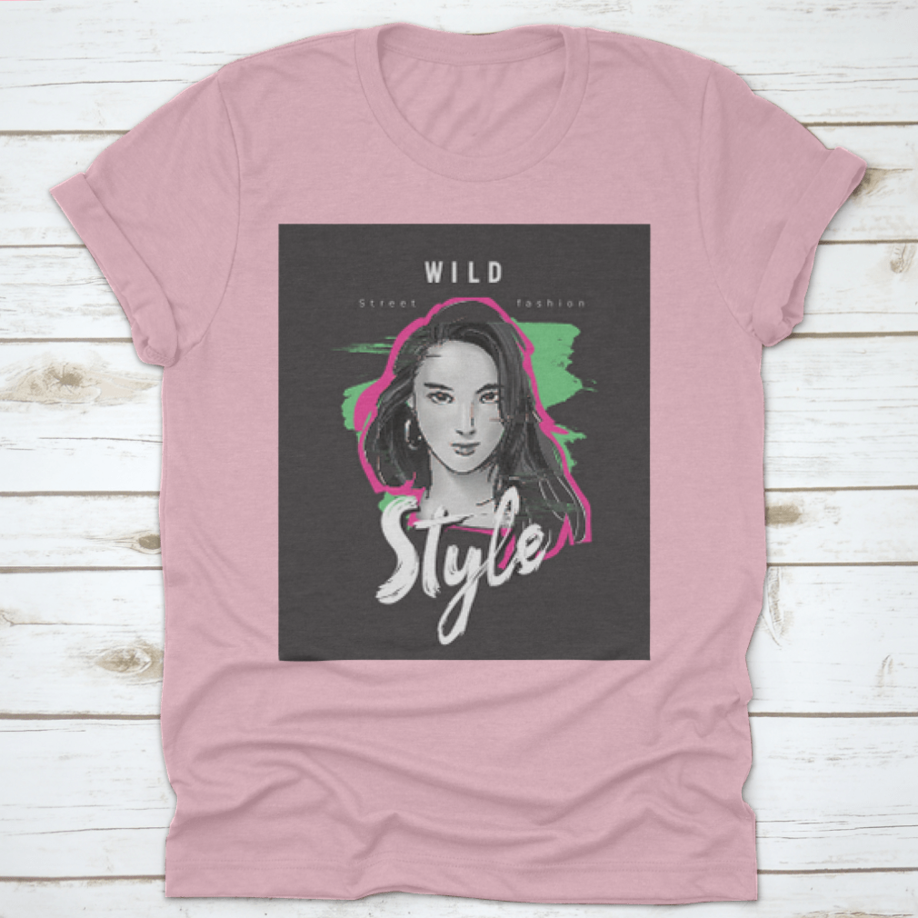 A stylish t-shirt featuring a woman's face design with a catchy slogan, made from 100% cotton for comfort.