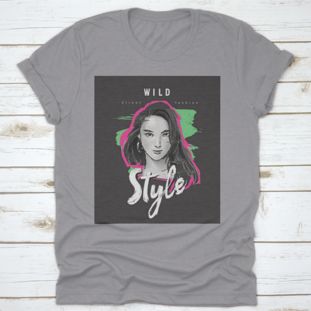 A stylish t-shirt featuring a woman's face design with a catchy slogan, made from 100% cotton for comfort.