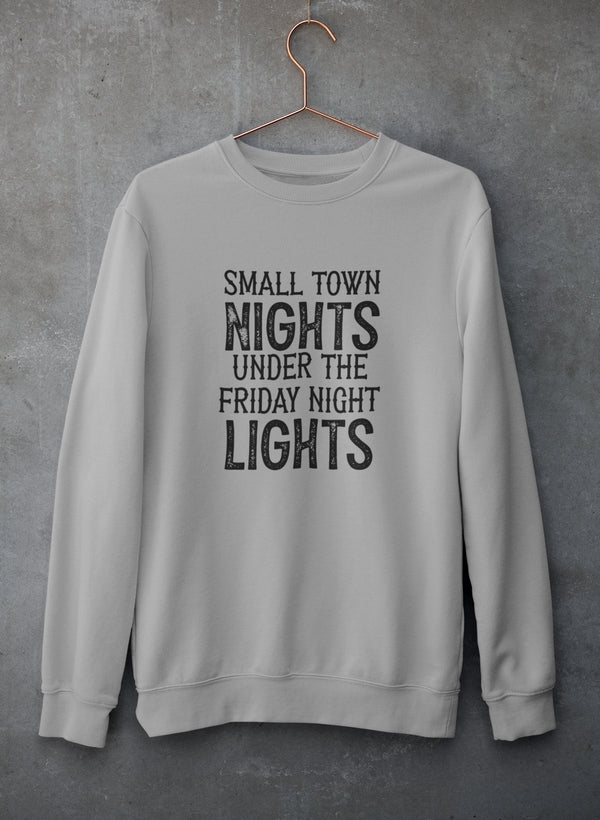 Small Town Nights Sweat Shirt featuring a cozy fleece lining and adjustable cuffs, designed by top artists.