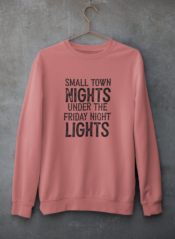 Small Town Nights Sweat Shirt featuring a cozy fleece lining and adjustable cuffs, designed by top artists.