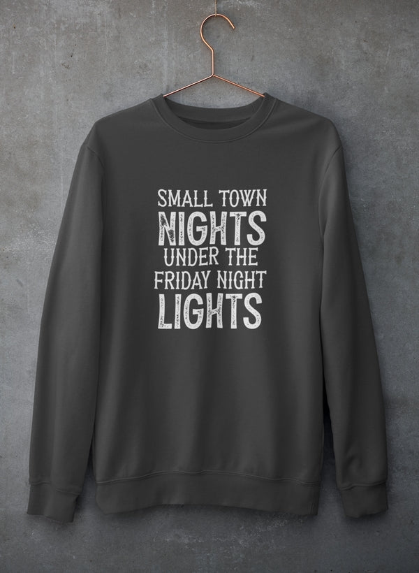 Small Town Nights Sweat Shirt featuring a cozy fleece lining and adjustable cuffs, designed by top artists.