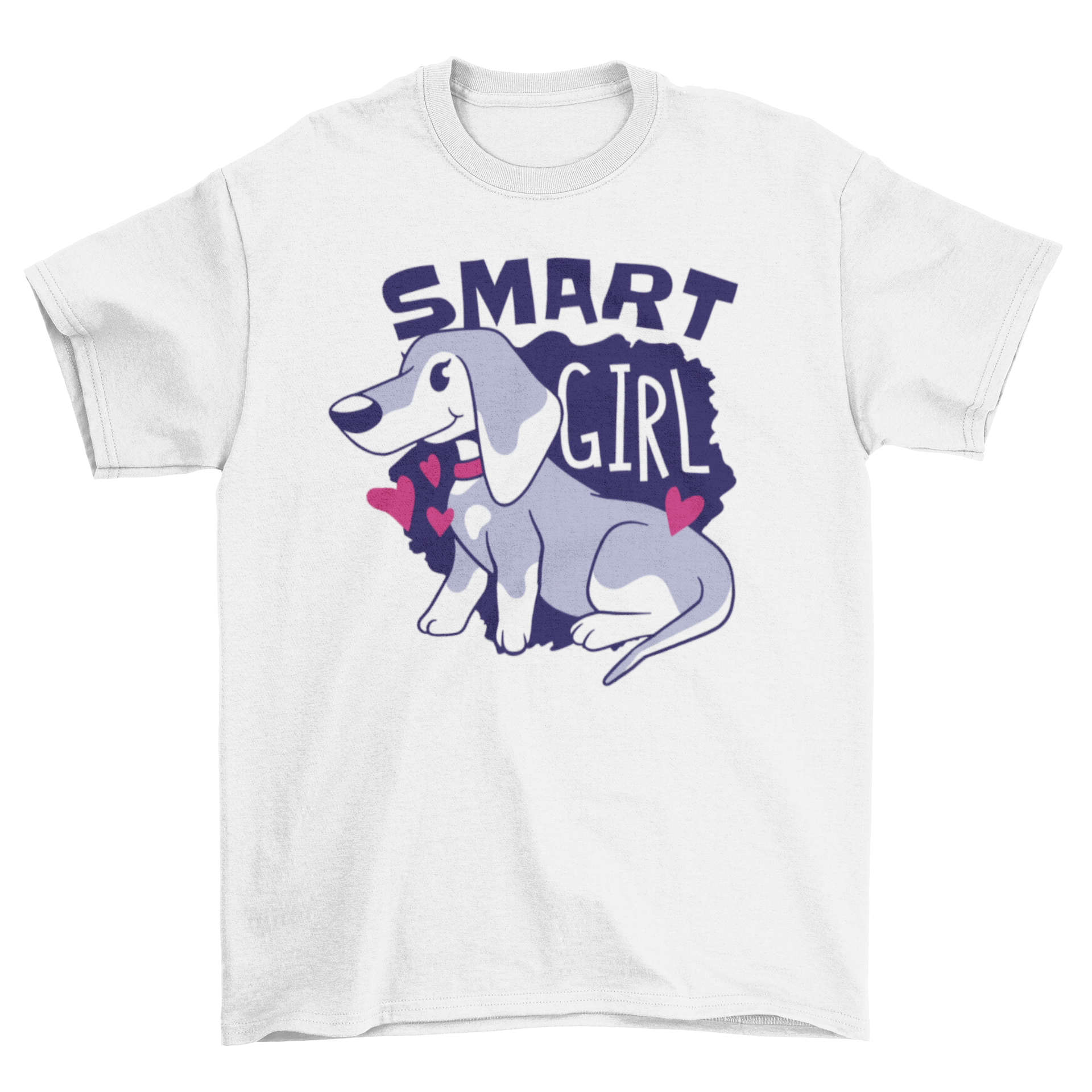 A stylish t-shirt featuring a cute dachshund graphic and the quote 'Smart Girl', perfect for dog lovers.