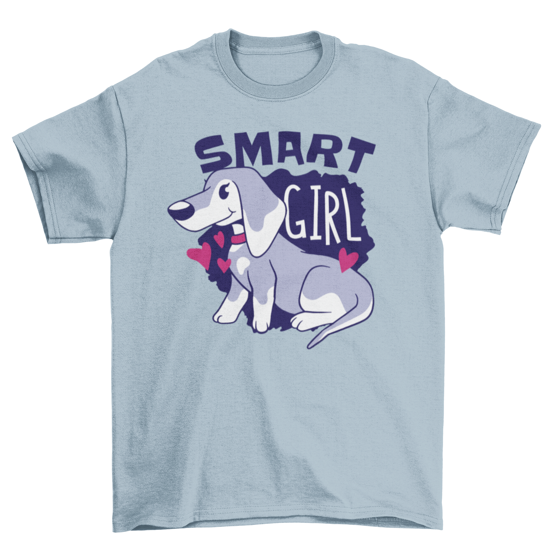 A stylish t-shirt featuring a cute dachshund graphic and the quote 'Smart Girl', perfect for dog lovers.