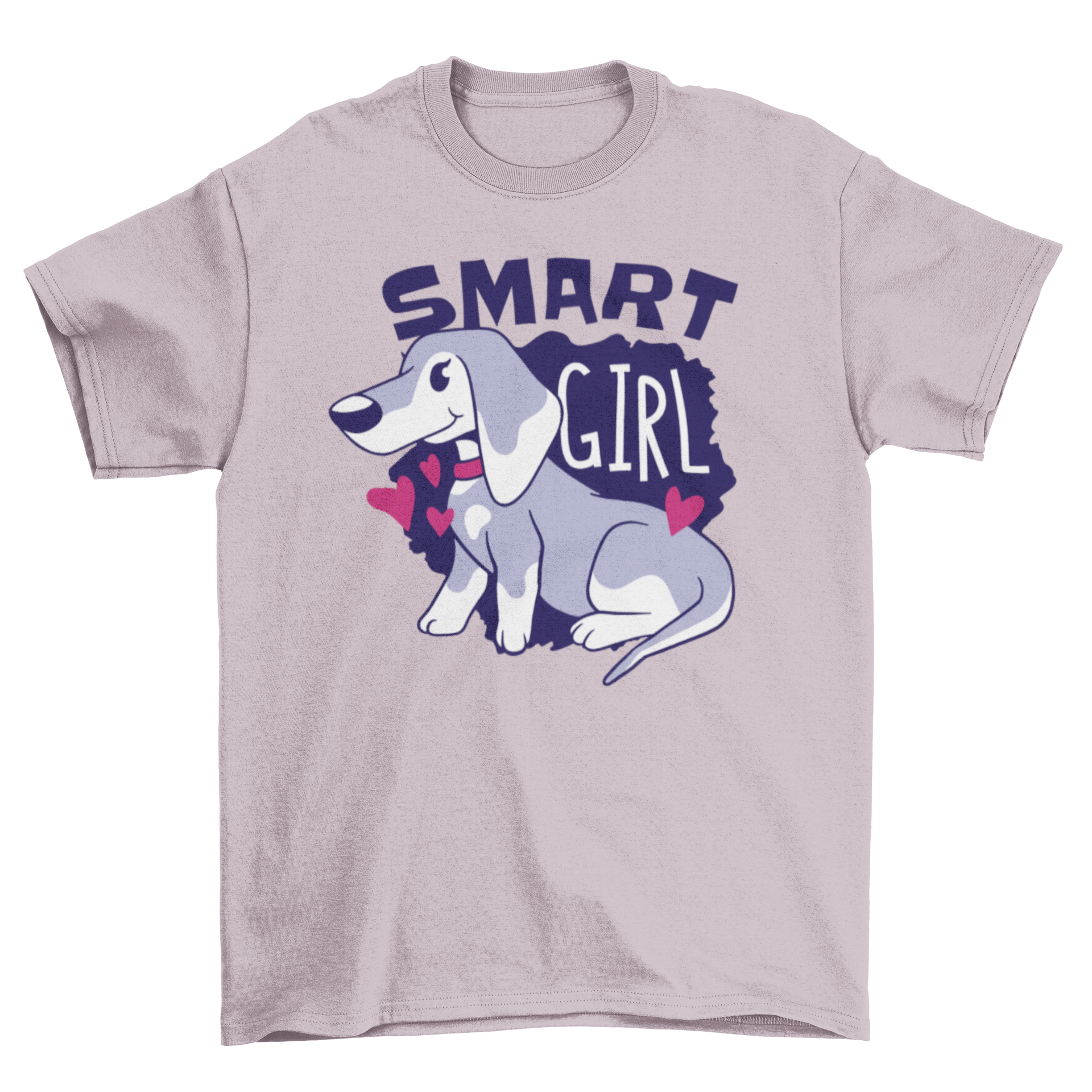 A stylish t-shirt featuring a cute dachshund graphic and the quote 'Smart Girl', perfect for dog lovers.