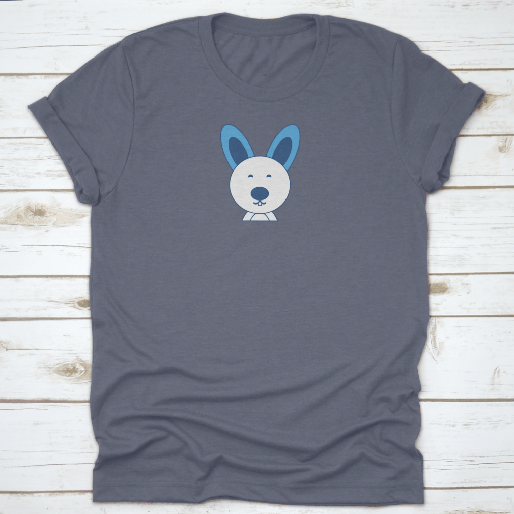 A smiling cute buck tooth Easter bunny design on a comfortable t-shirt, perfect for Easter celebrations.